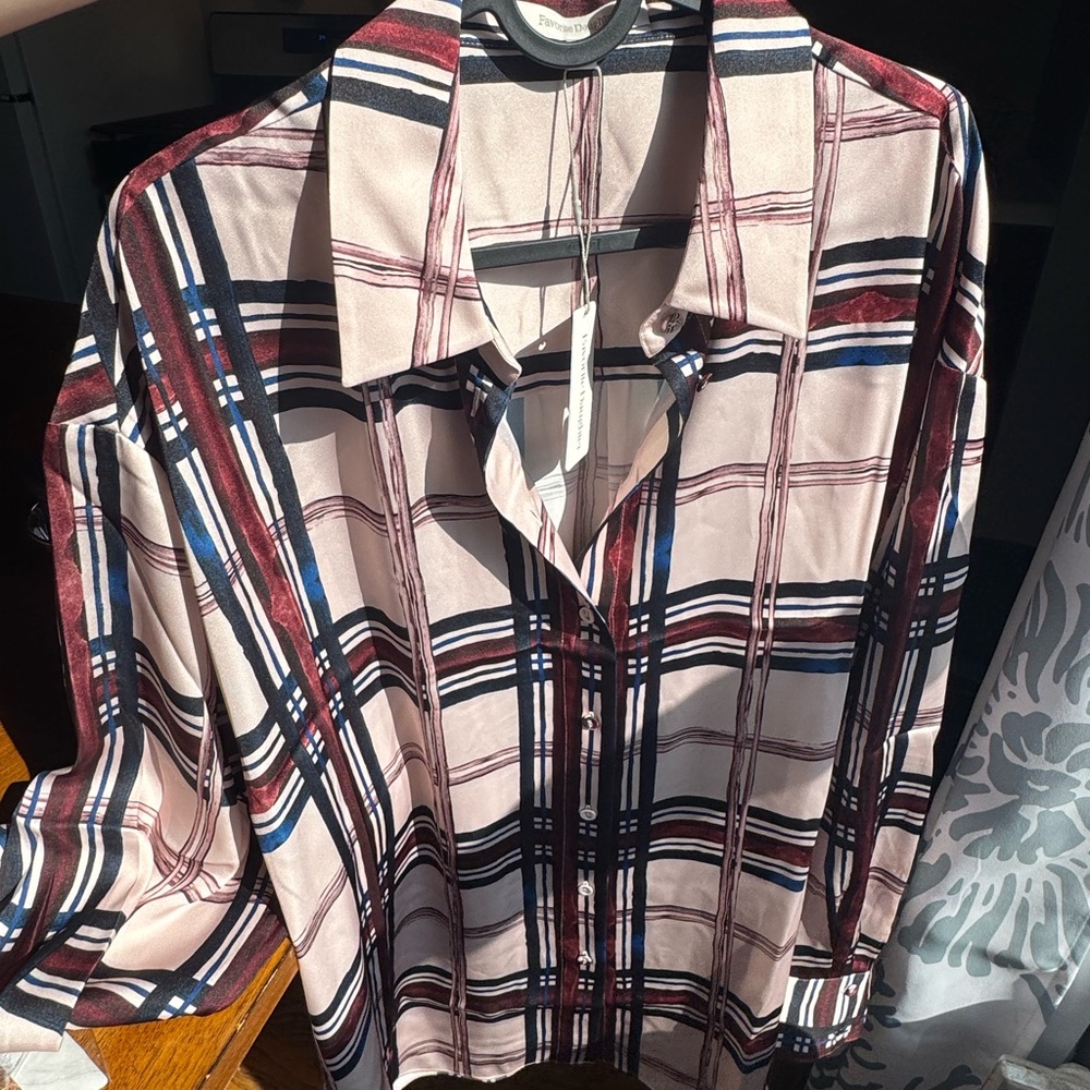 Favorite Daughter - The Smooth Ex-Boyfriend Shirt | Sangria Blush Plaid - Picture 4 of 11